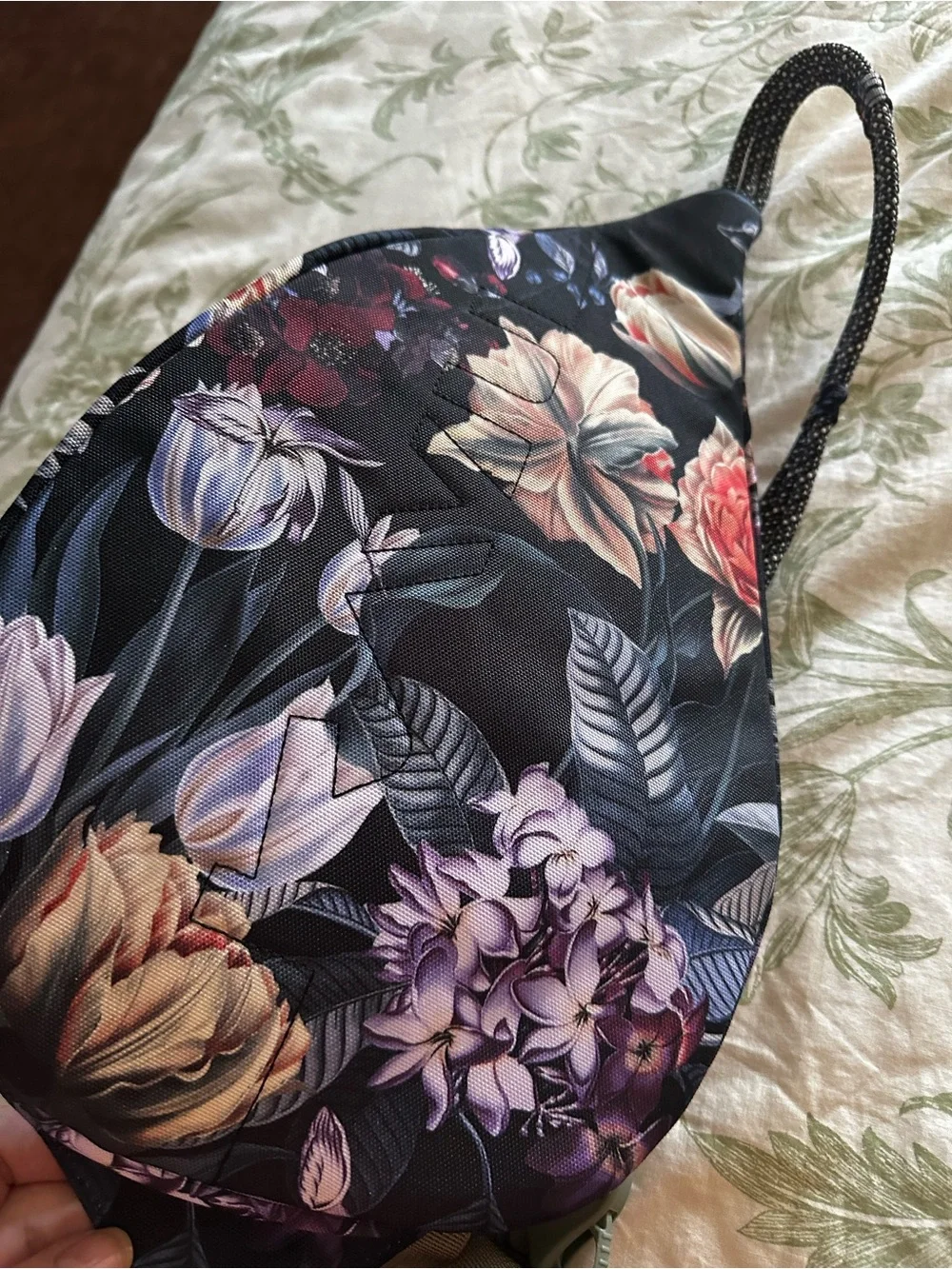 Kavu Floral Print Hobo Bag in Black and Purple